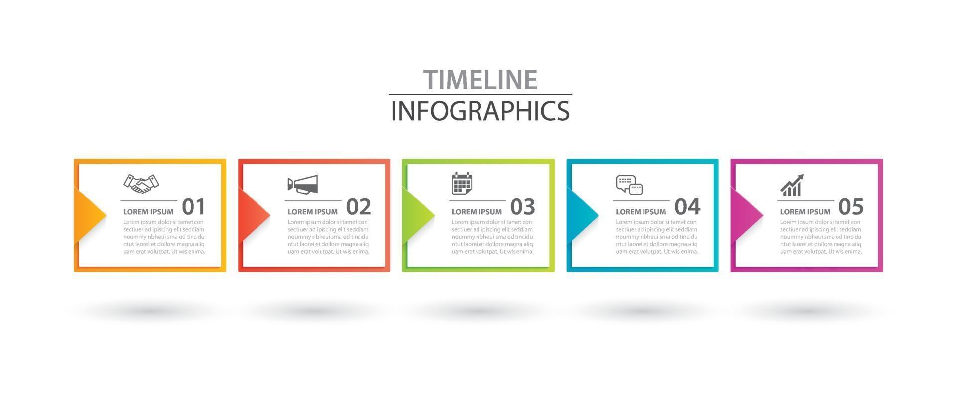 Infographics rectangle paper index with arrow 5 data template. Vector illustration abstract background. Can be used for workflow layout, business step, banner, web design.