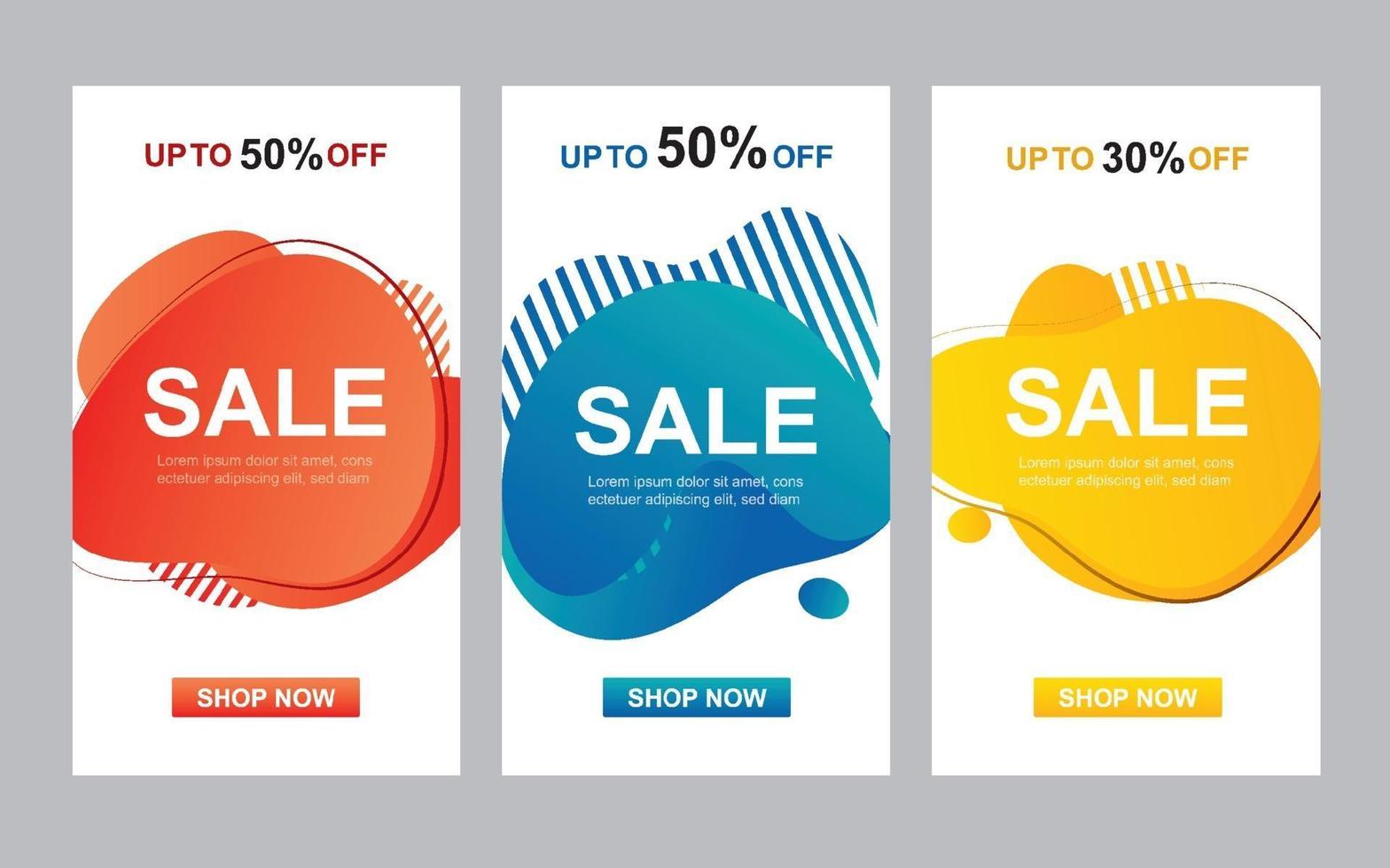 Modern liquid abstract set for sale banners template. Use for flyer, discount special offer design, promotion background. vector