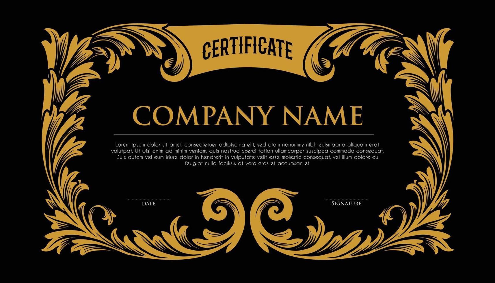 Certificate Gold Elegant Frame vector