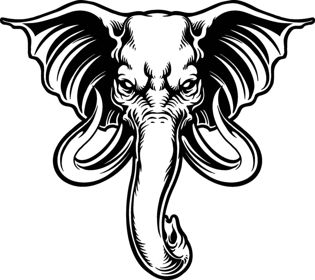 Angry elephant head mascot Illustration vector