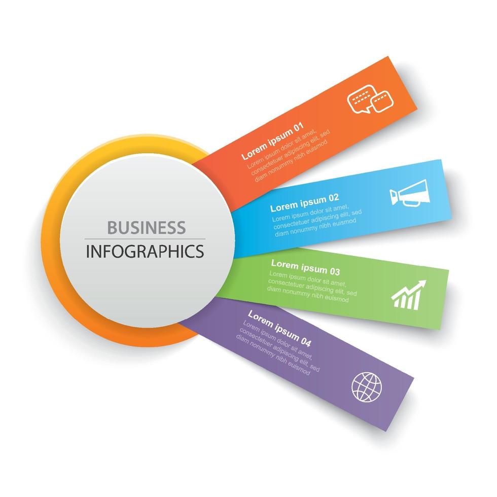 papel de círculo de infografías con plantilla de 4 datos. ilustración vectorial resumen de antecedentes. se puede utilizar para el diseño de flujo de trabajo, paso comercial, folletos, volantes, pancartas, diseño web. vector