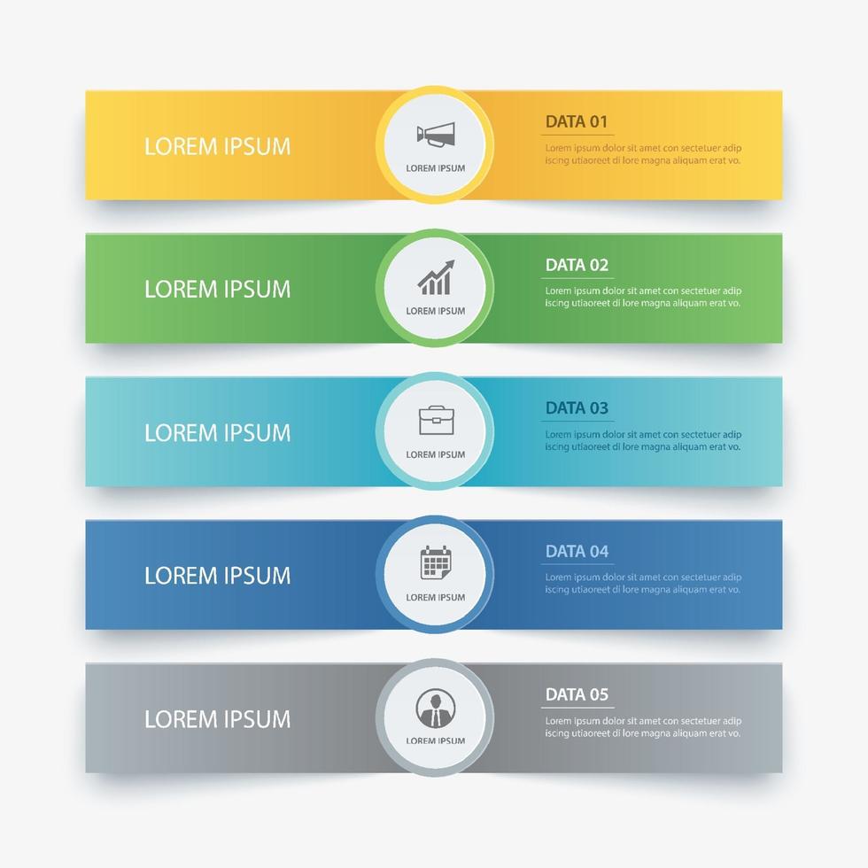 Plantilla de índice de papel de pestaña de infografías de 5 datos. ilustración vectorial resumen de antecedentes. se puede utilizar para el diseño de flujo de trabajo, paso empresarial, banner, diseño web. vector