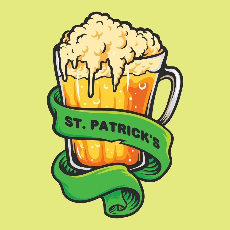 vasos de cerveza con cinta, elemento de san patricio vector