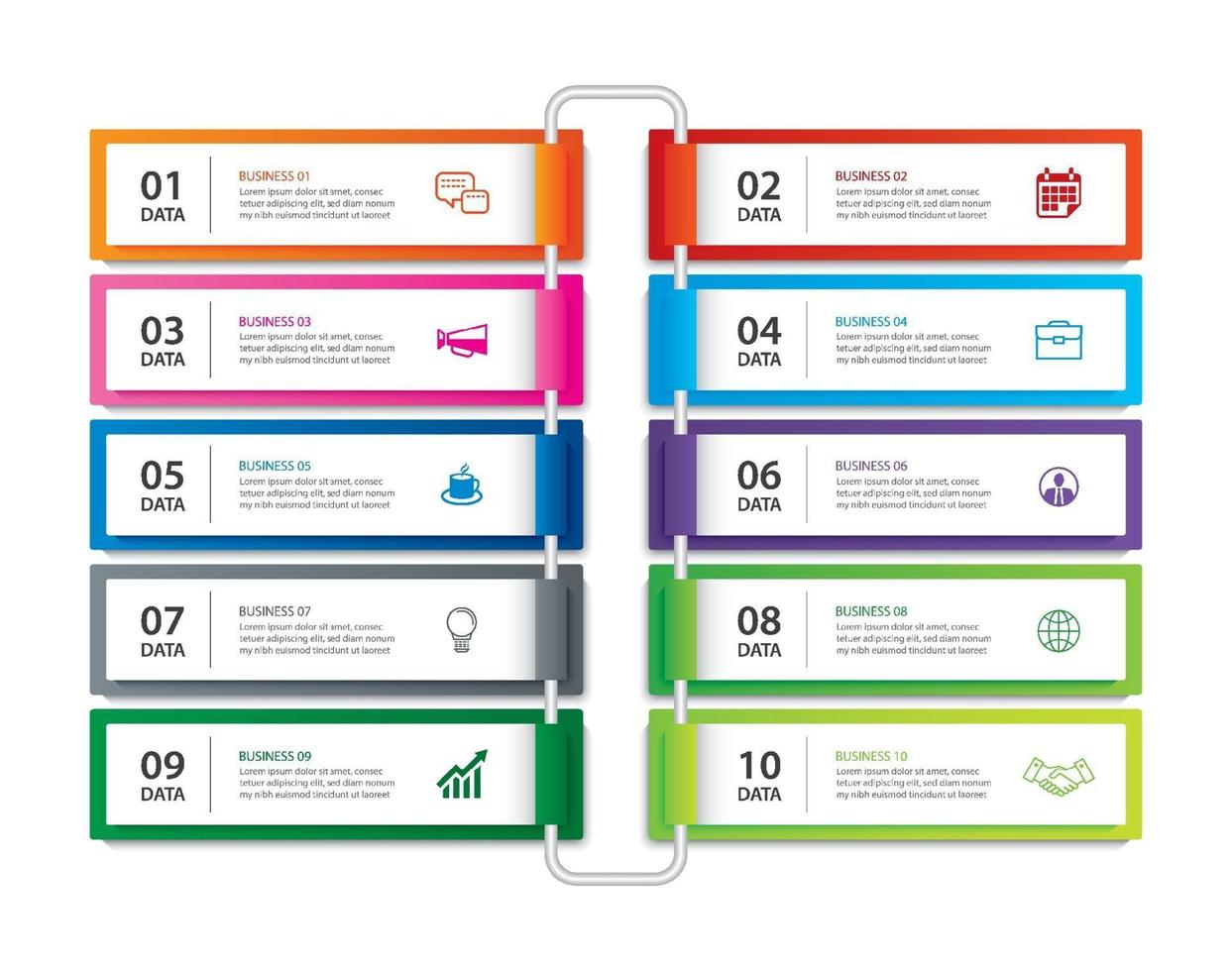 Infographics tab paper index with 10 data template. Vector illustration abstract background. Can be used for workflow layout, business step, banner, web design.