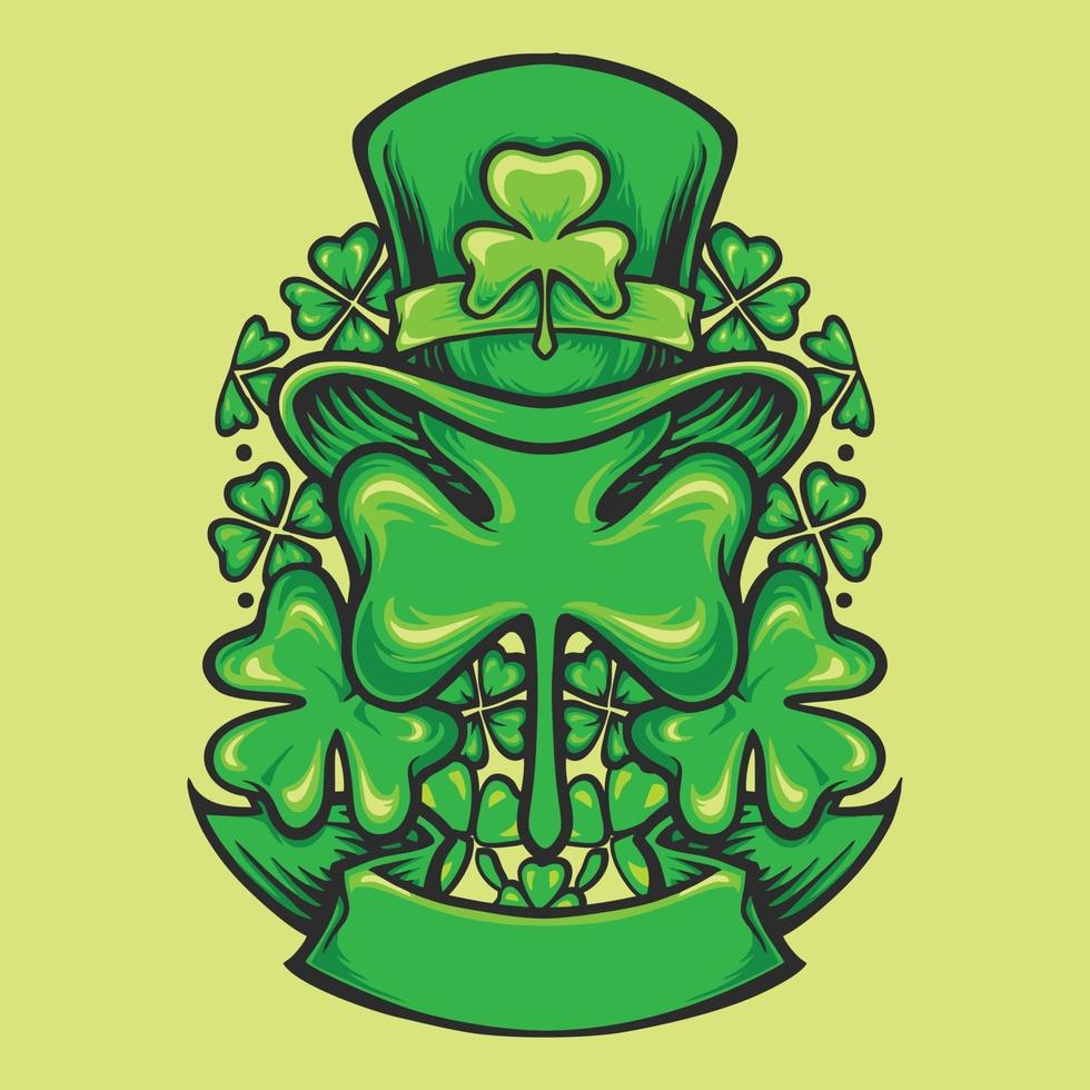 St Patricks Hat ornament and clovers banner vector