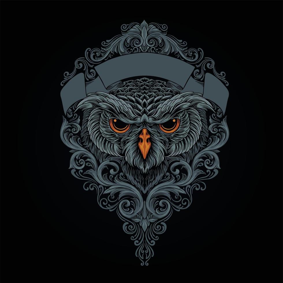 Head Owl Mystical With Ornaments Illustration vector