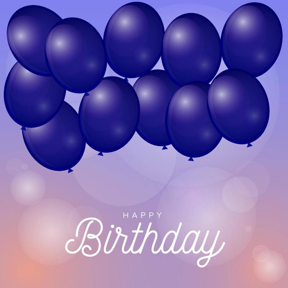 feliz cumpleaños con globos y fondo claro bokeh vector