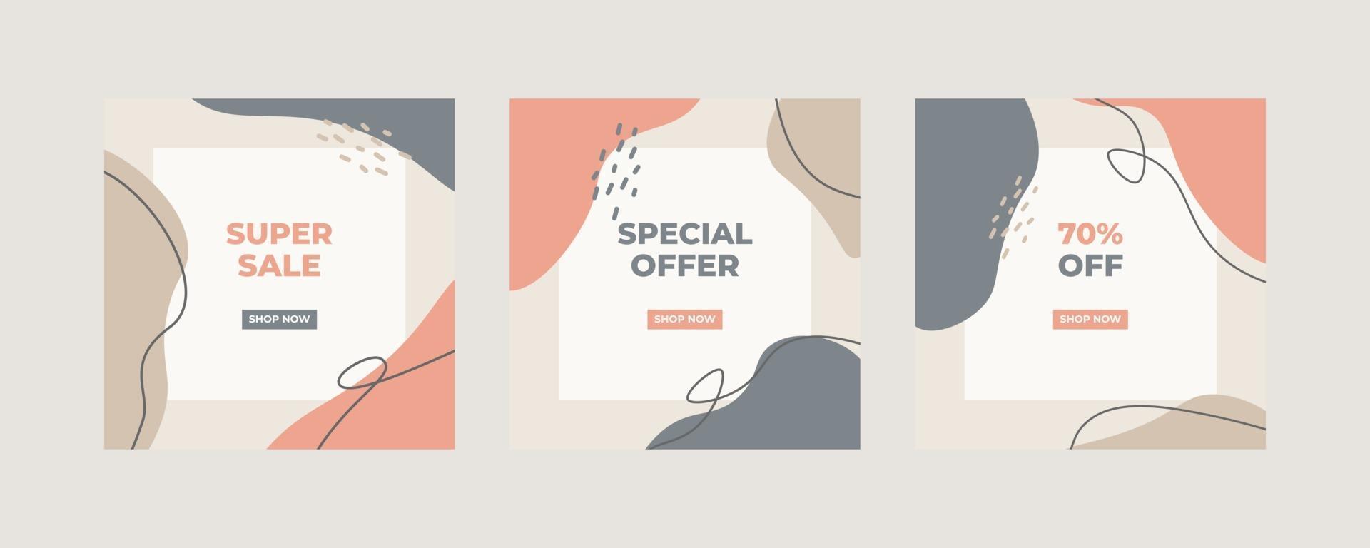 Trendy abstract square template for social media post with nature concept. vector