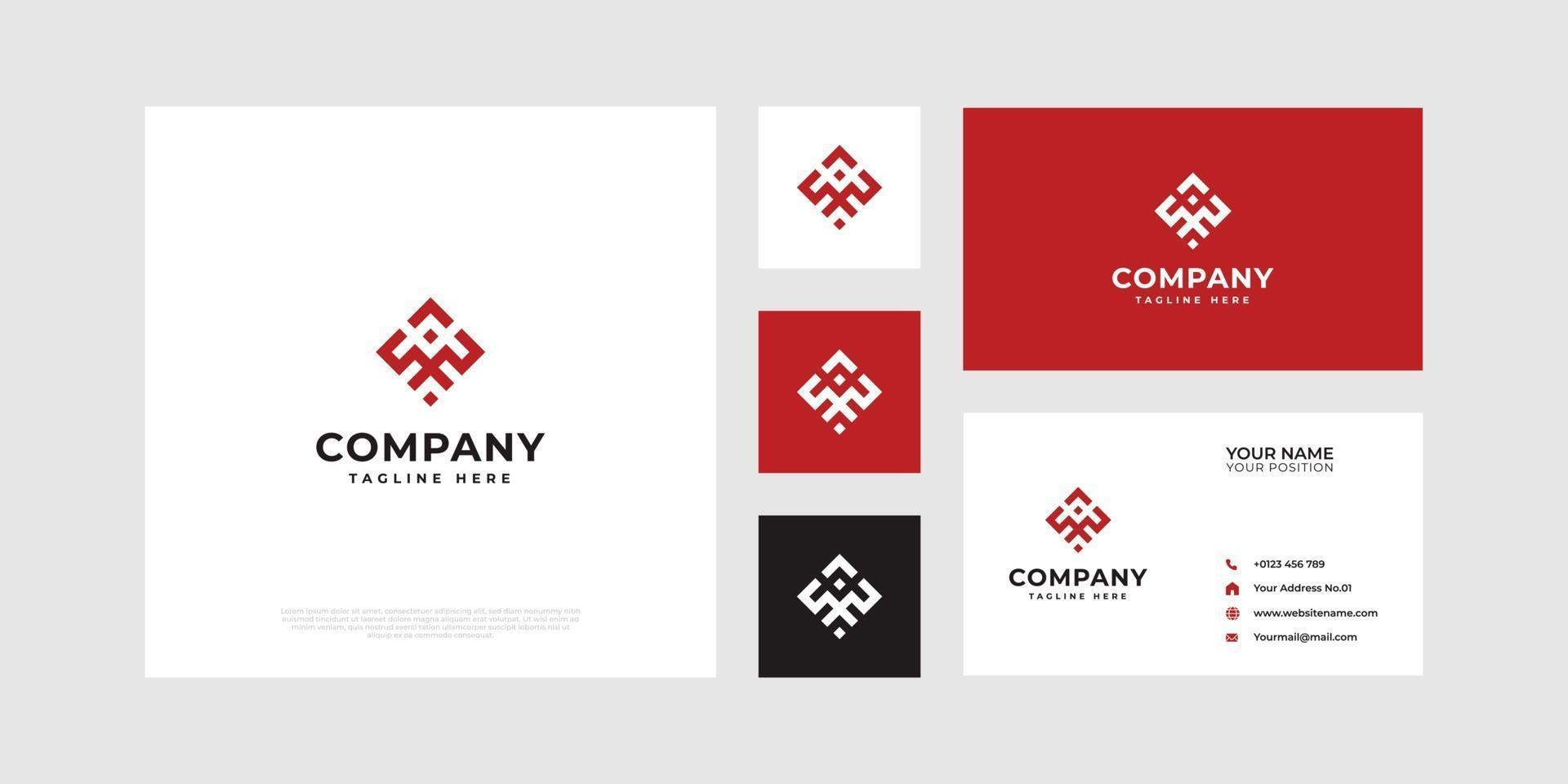 Abstract logo symbolizing cooperation with business cards. vector