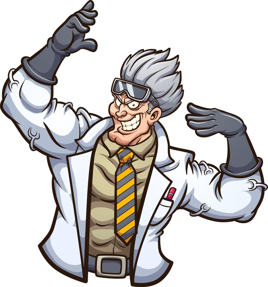 Strong evil scientist vector
