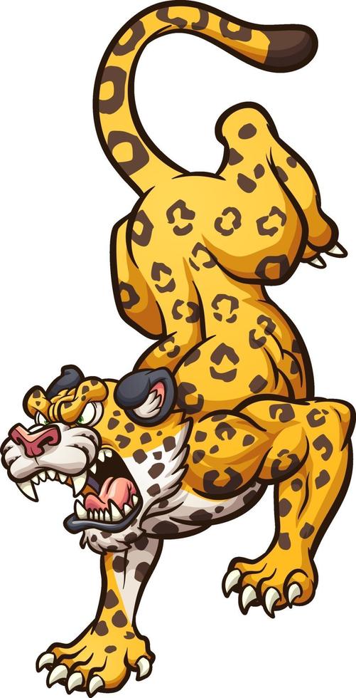 Angry cartoon jaguar vector