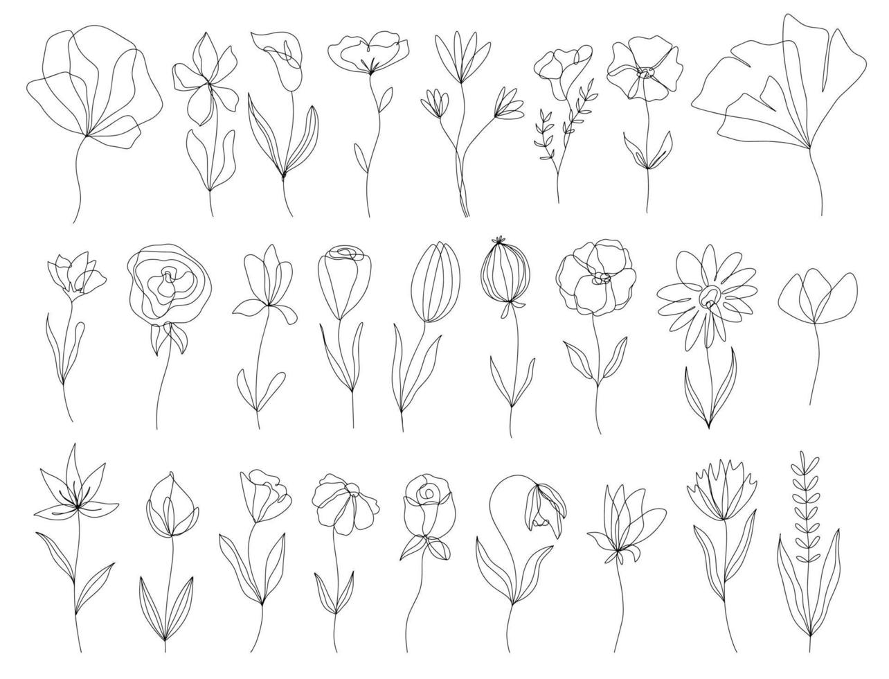 Set of vector doodle hand drawn floral elements. Decoration elements for design invitation, wedding cards, valentines day, greeting cards