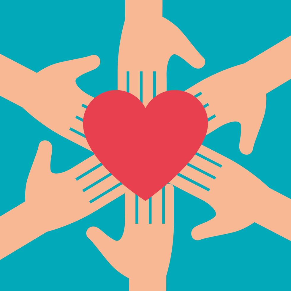 hands with heart symbol for charity donation vector