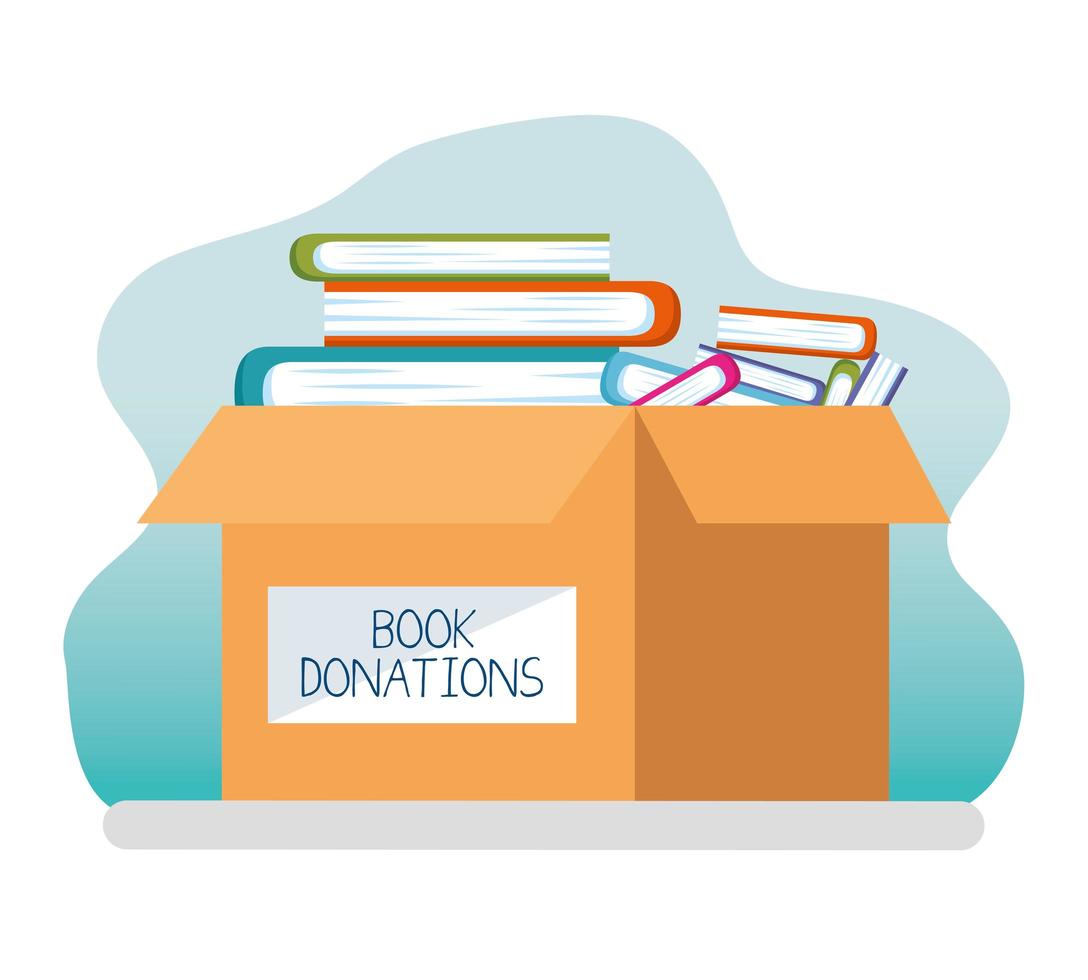 charity and donation box with books vector