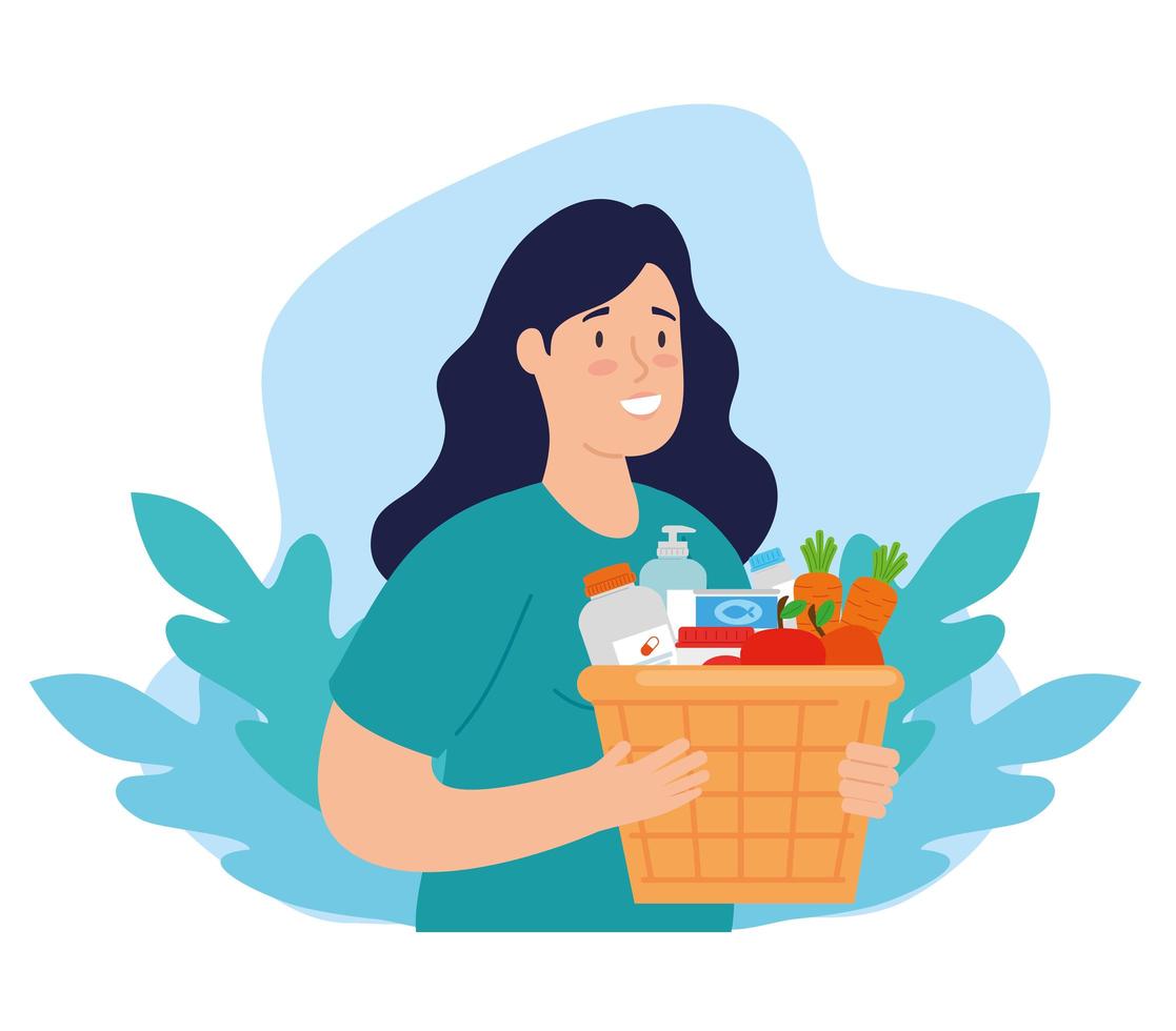 woman with box for charity and donation vector