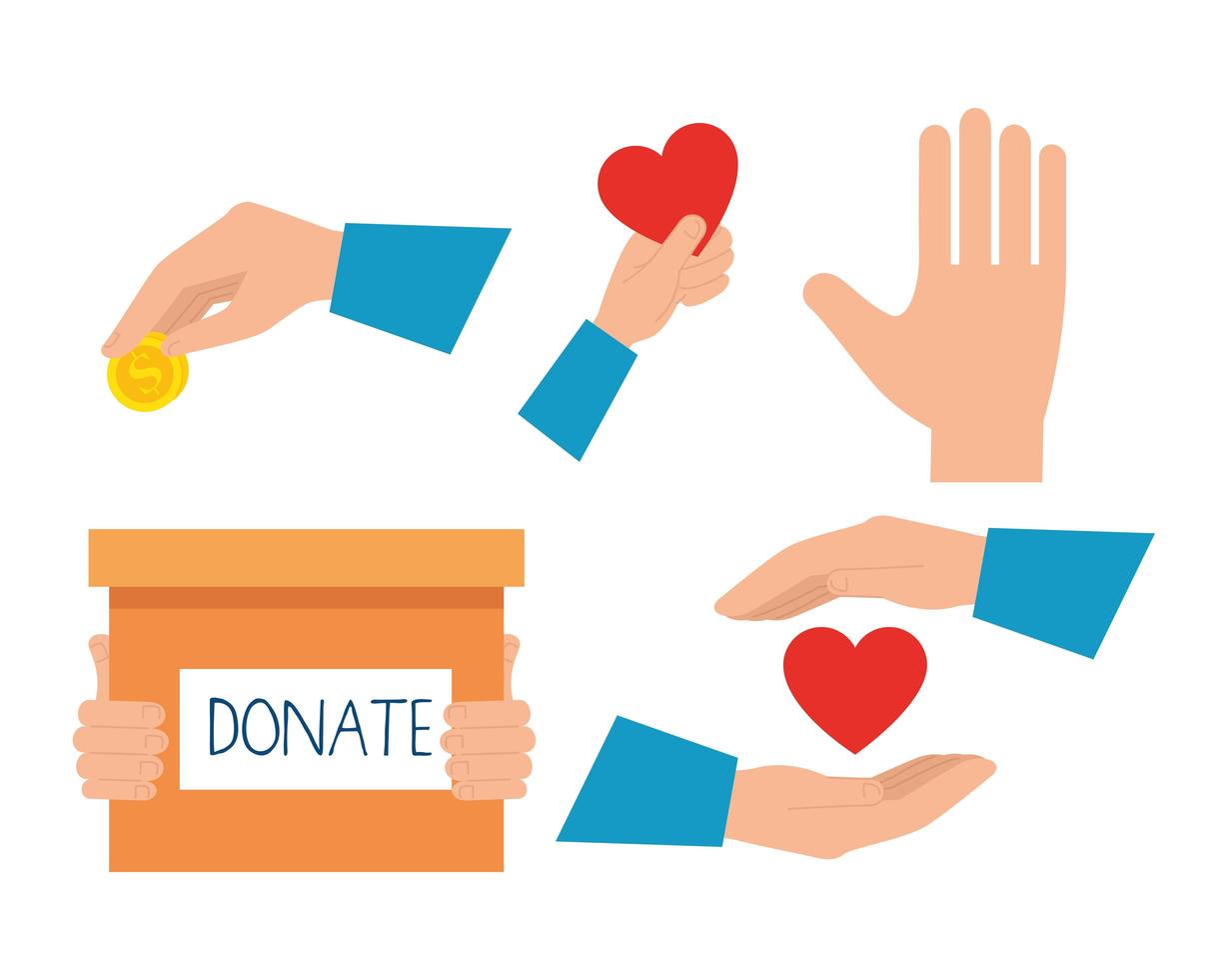 set of charity and donation icons vector