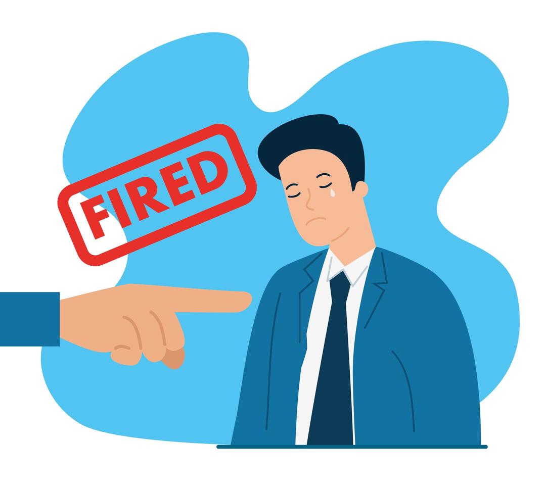 Sad businessman being fired vector