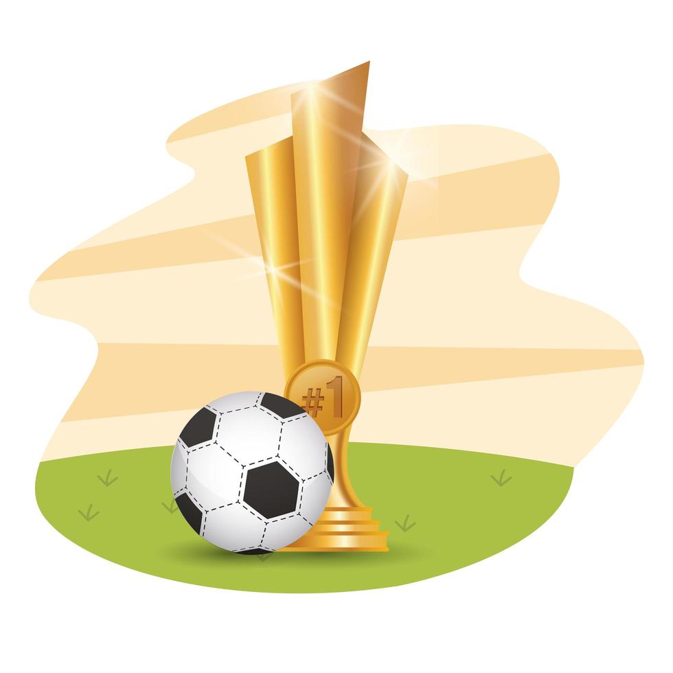 soccer ball with trophy vector