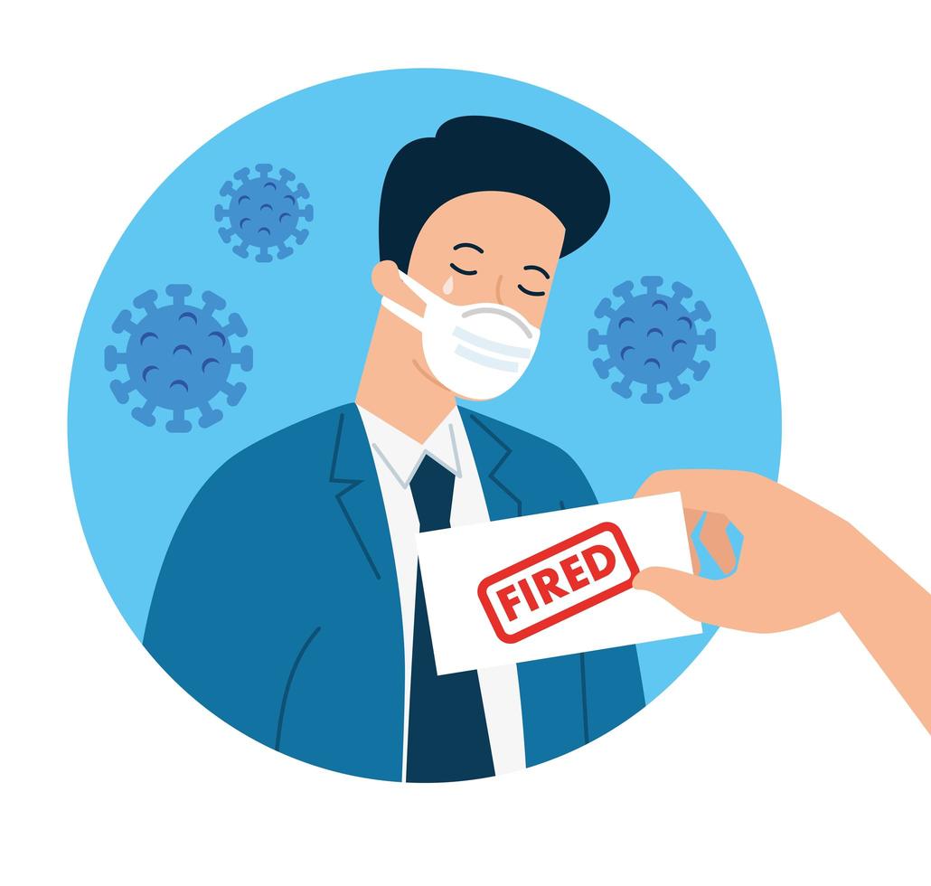 unemployed businessman with a face mask vector