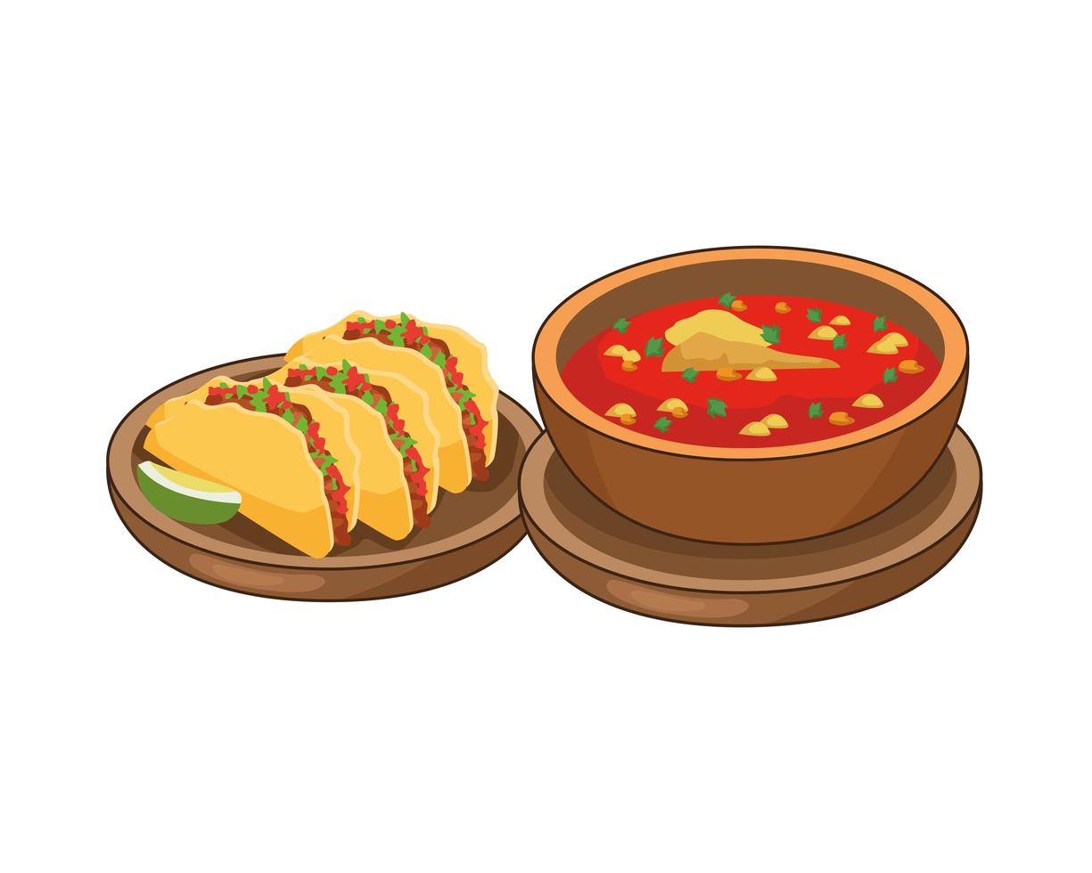 tacos y deliciosa comida mexicana vector