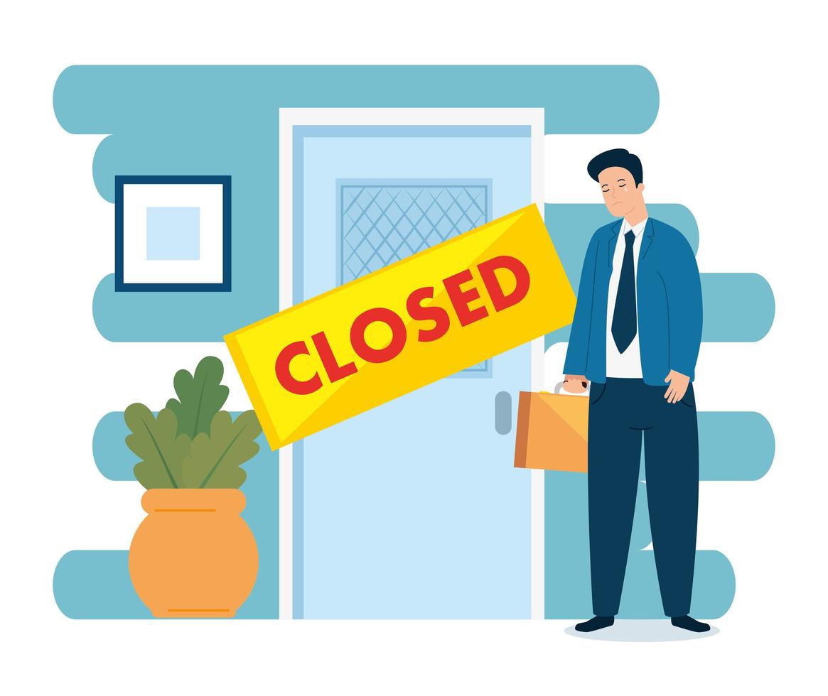 Sad, unemployed businessman vector