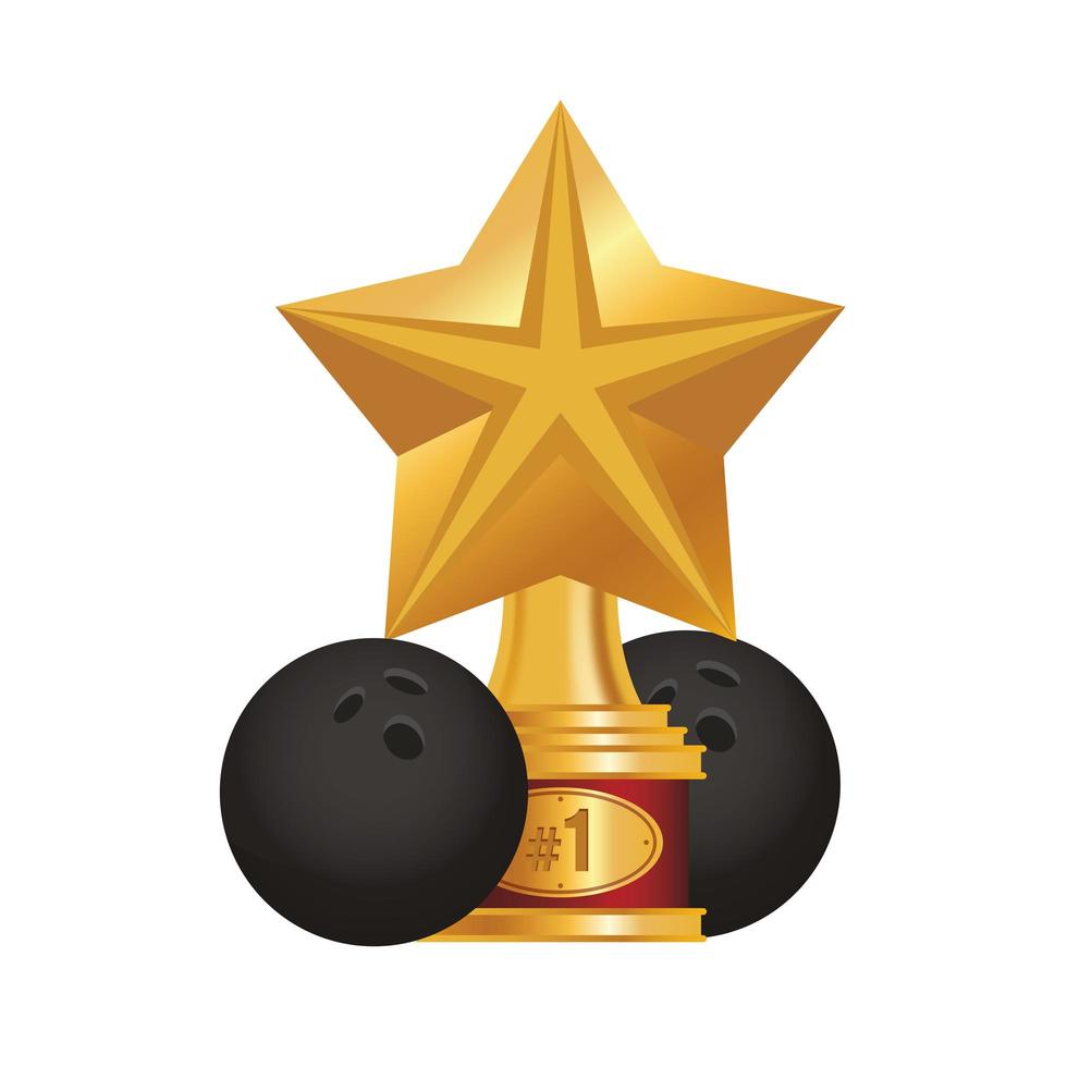 bolas de boliche con trofeo estrella vector