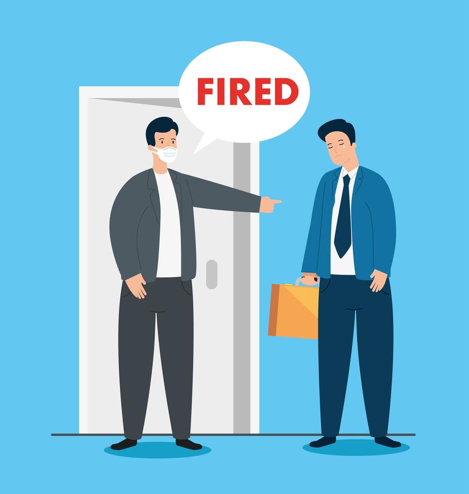 Sad businessman being fired vector