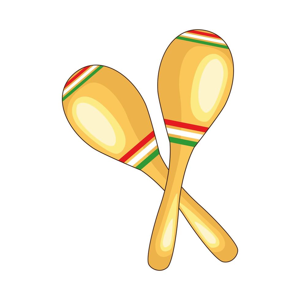 Icono aislado del instrumento maracas mexicanas vector