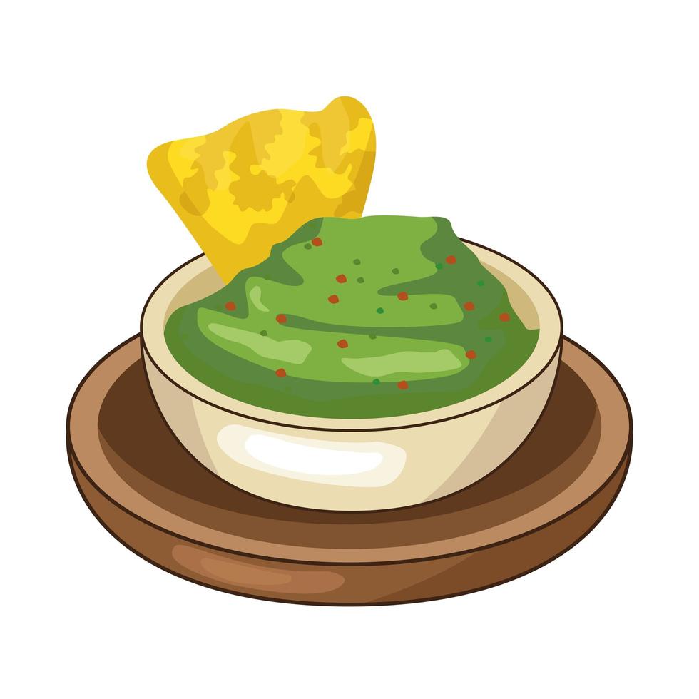 nachos with guacamole mexican food vector