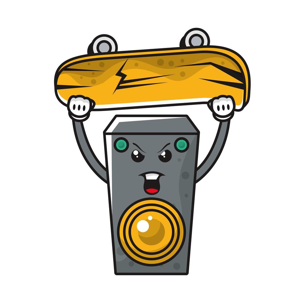 speaker with skateboard comic character vector