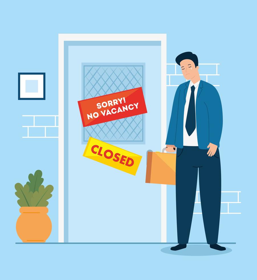 Sad, unemployed businessman vector