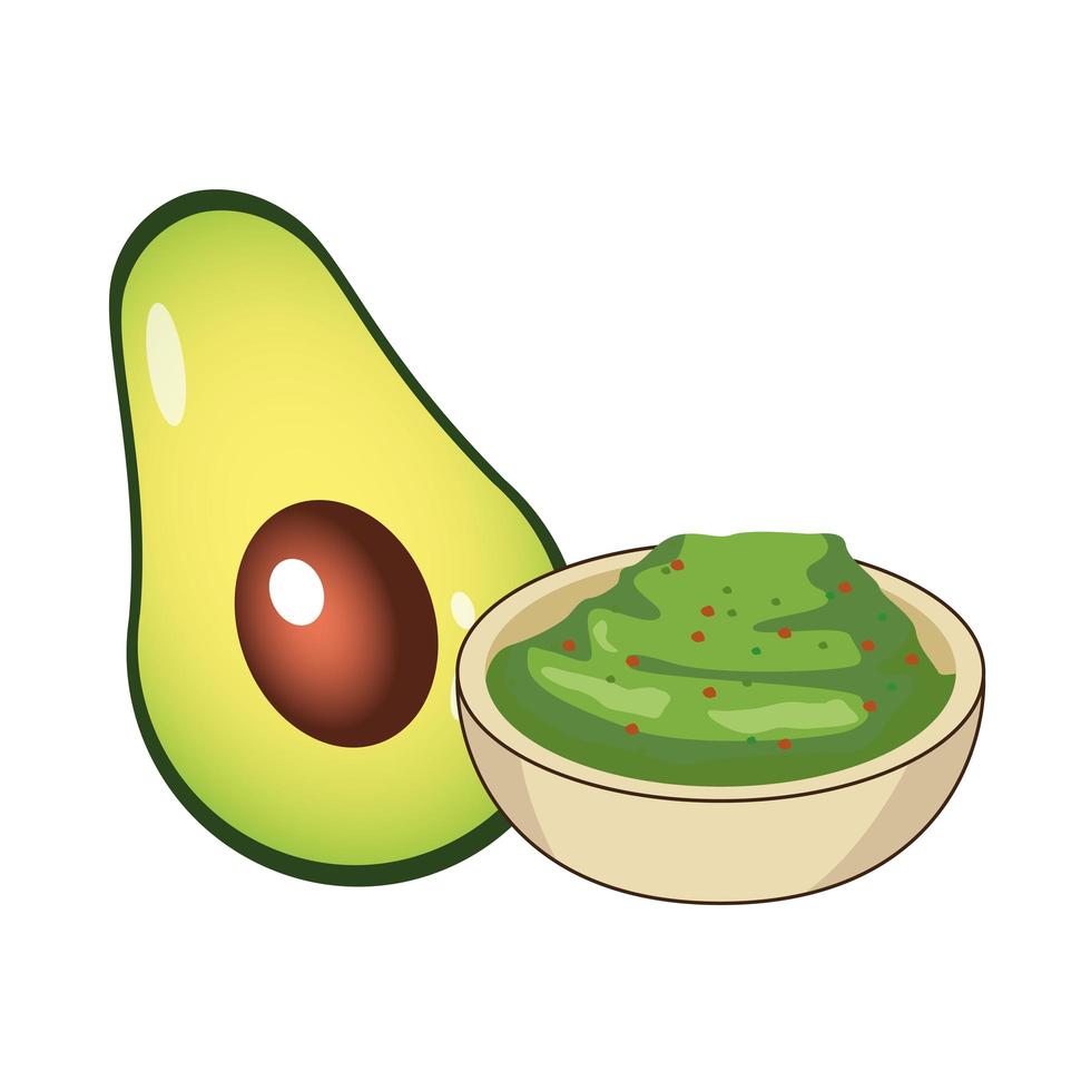 fresh avocado vegetable and guacamole sauce vector