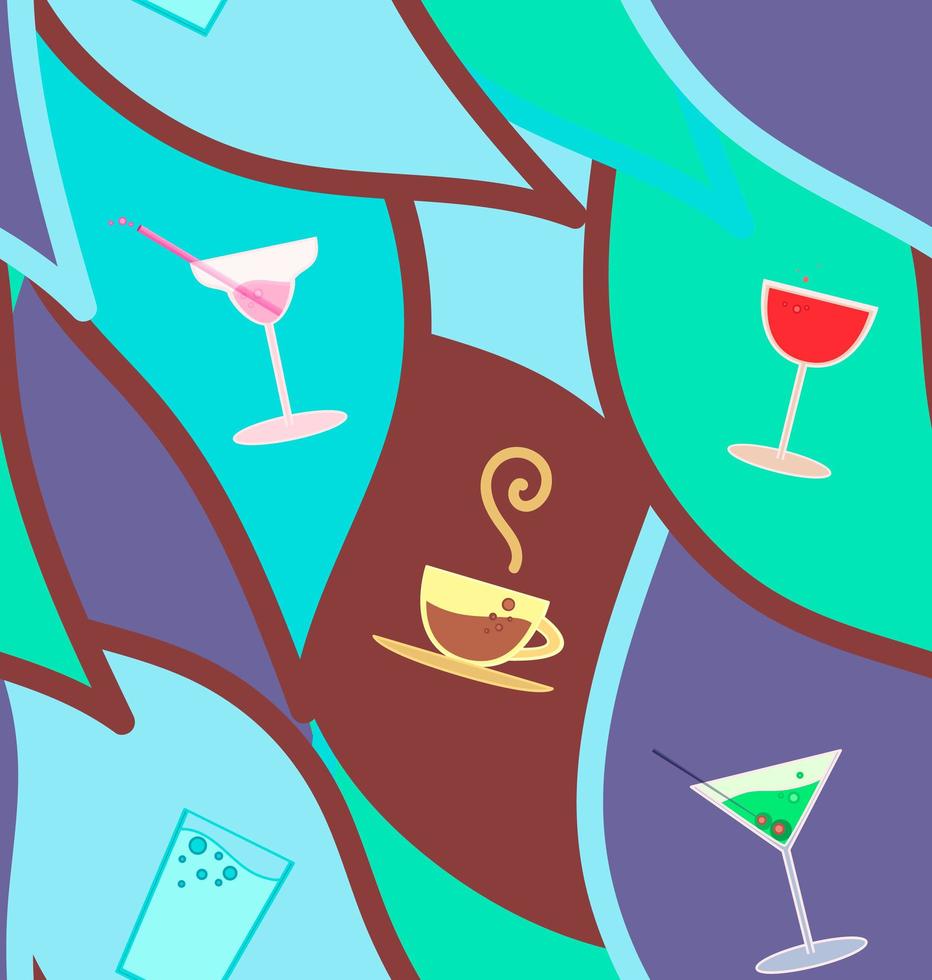 Vector seamless pattern with cocktails