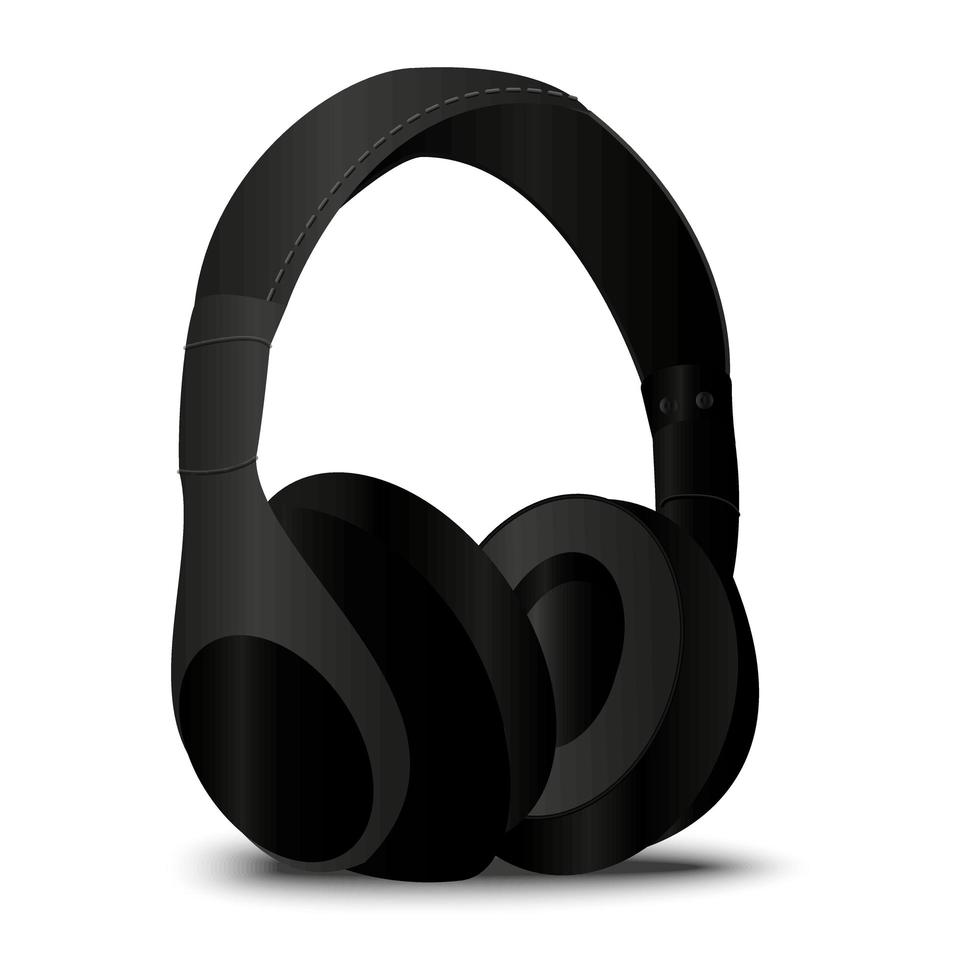 auriculares estéreo negros vector