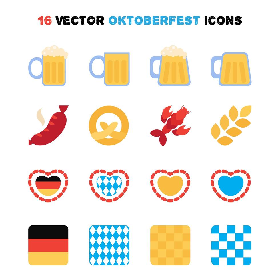 conjunto de iconos de oktoberfest vector