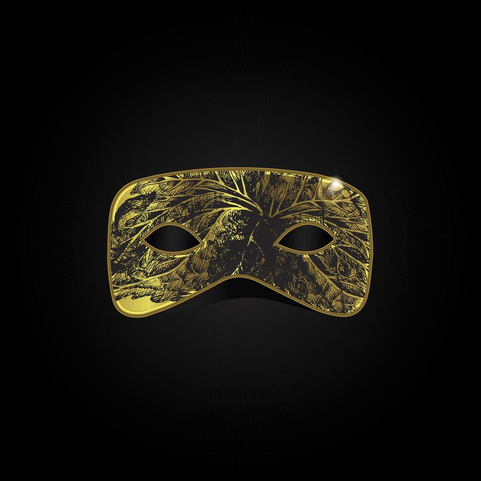 vector máscara mágica de oro con patrón negro
