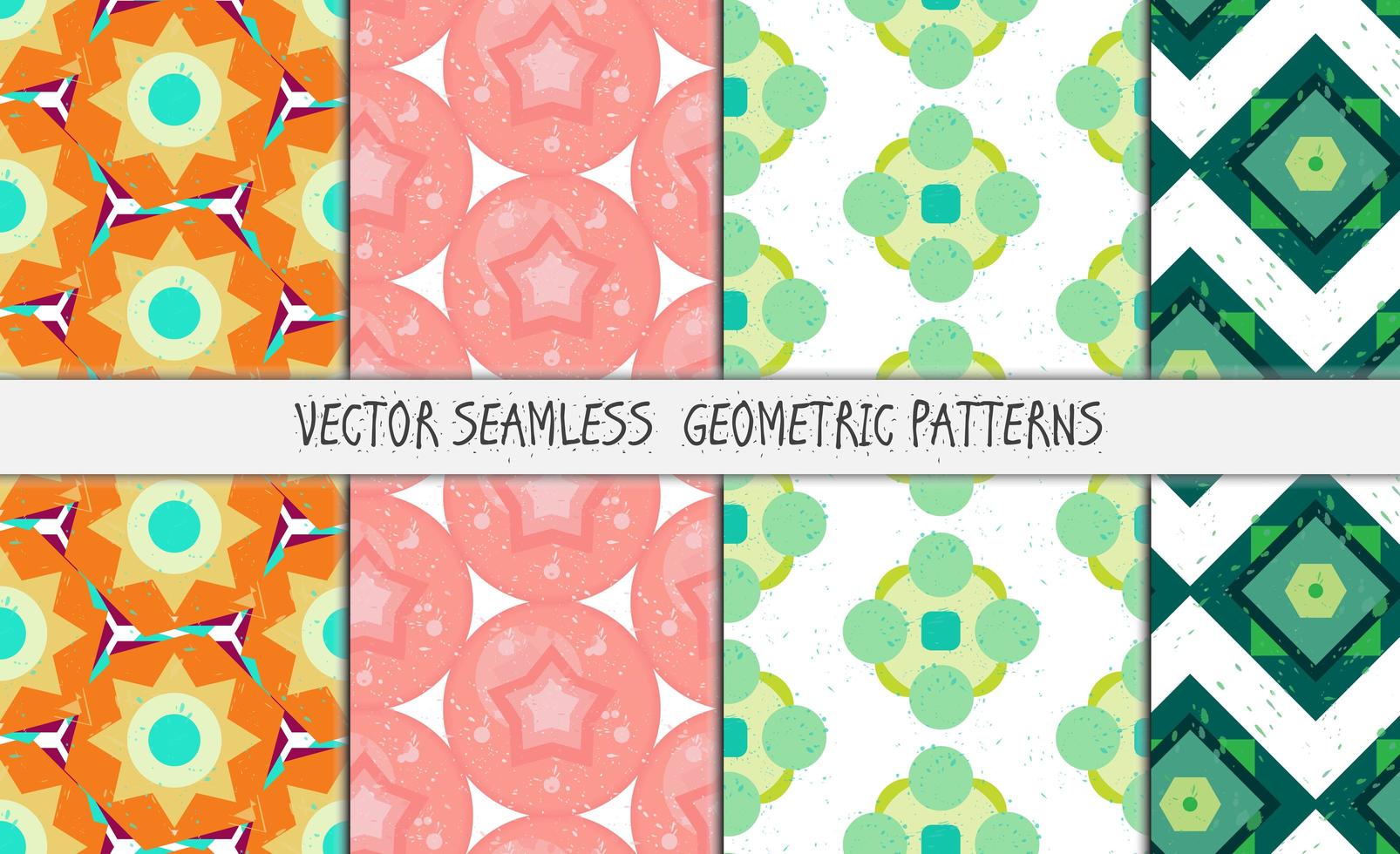 Grunge colorful geometric seamless patterns set vector