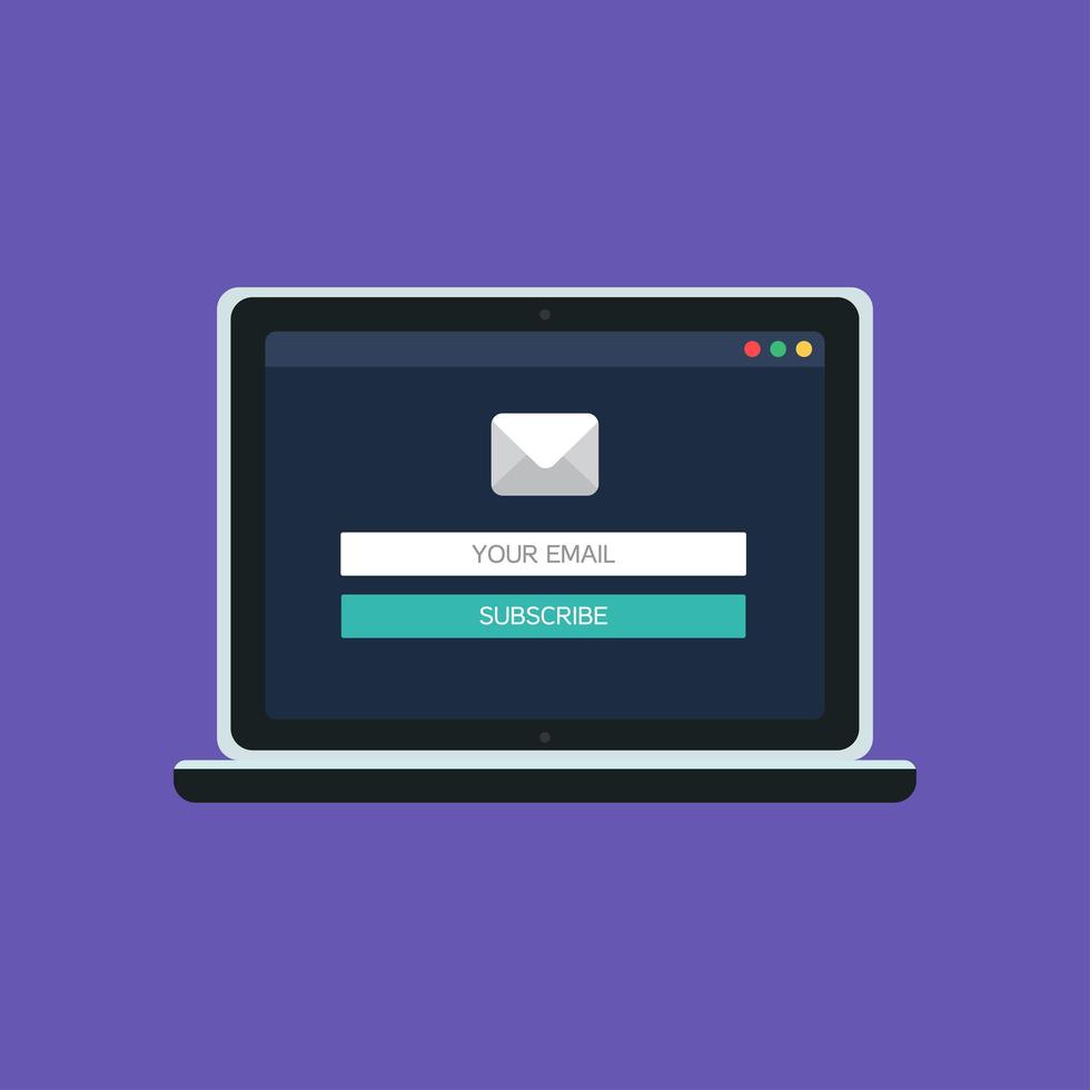 plantilla web de formulario de correo electrónico de computadora vector