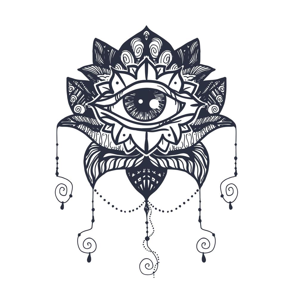 Eye on Lotus Tattoo vector