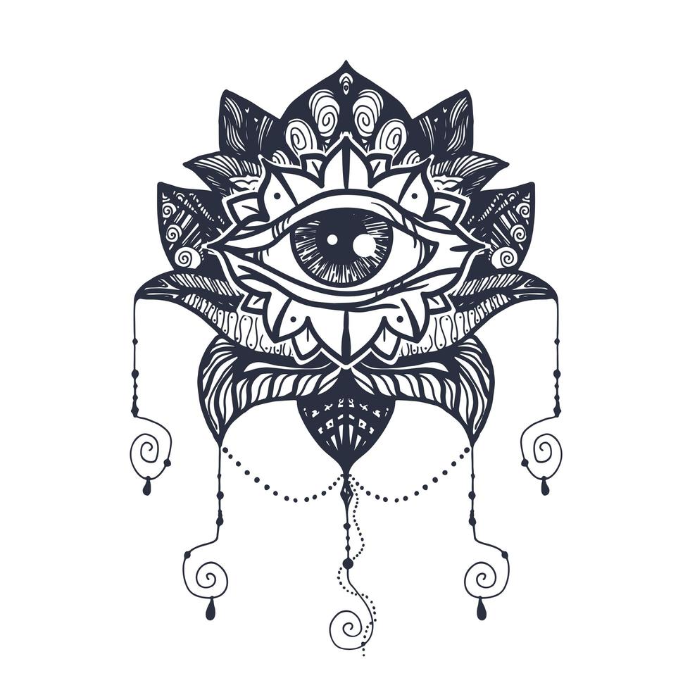 Eye on Lotus Tattoo vector