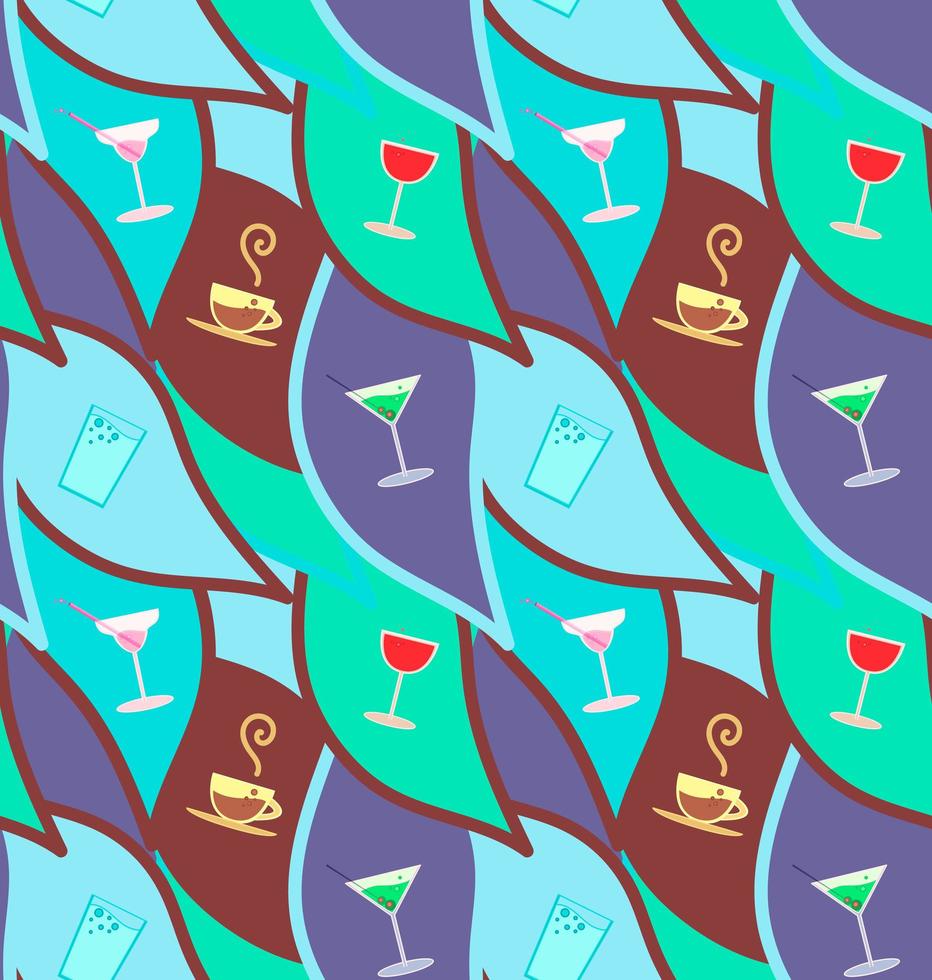 Vector seamless pattern with cocktails