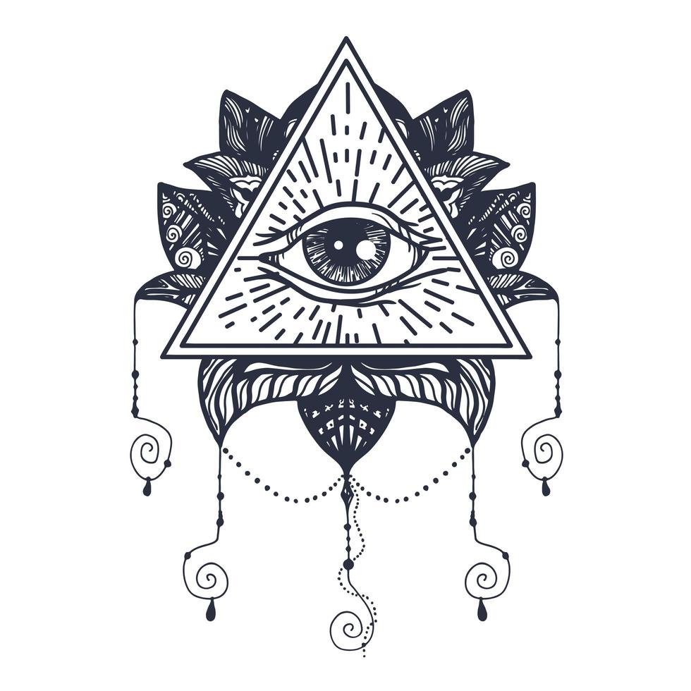 Eye on Lotus Tattoo vector