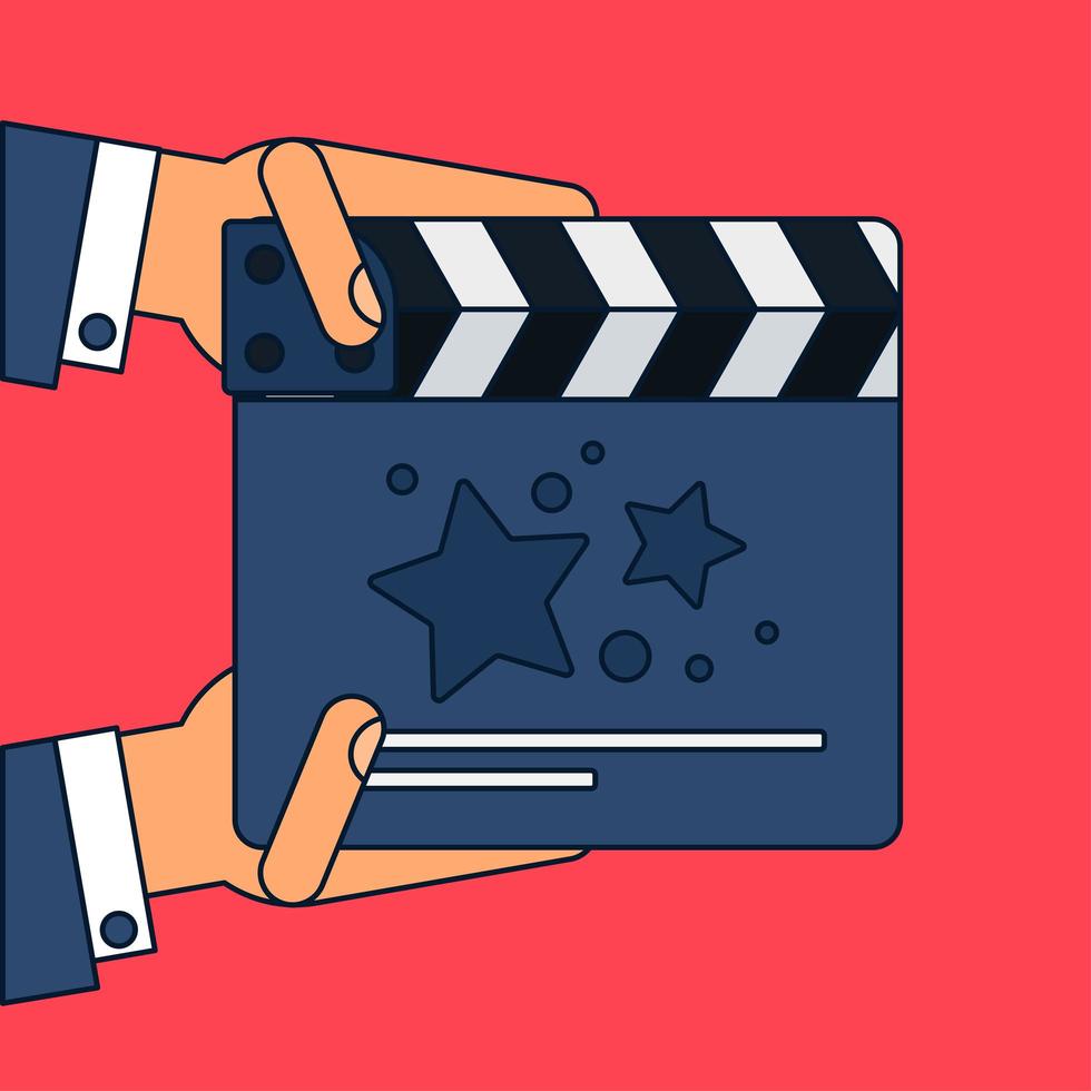 Flat movie clapperboard vector