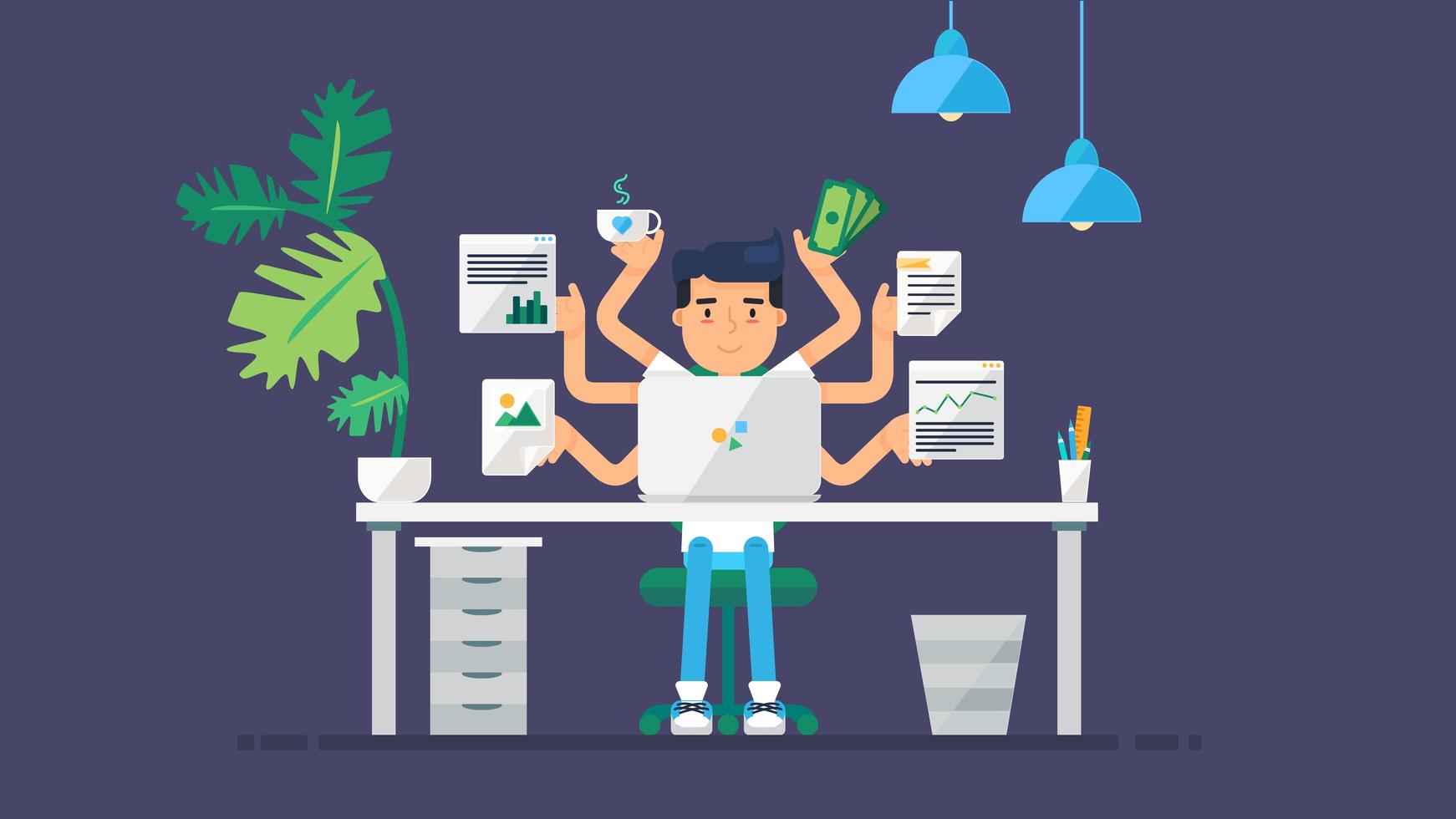 espacio de trabajo de tecnología creativa vector