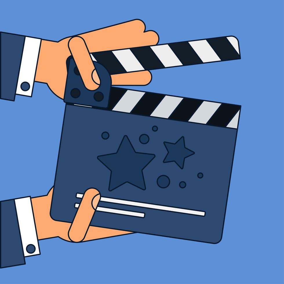 Flat movie clapperboard vector