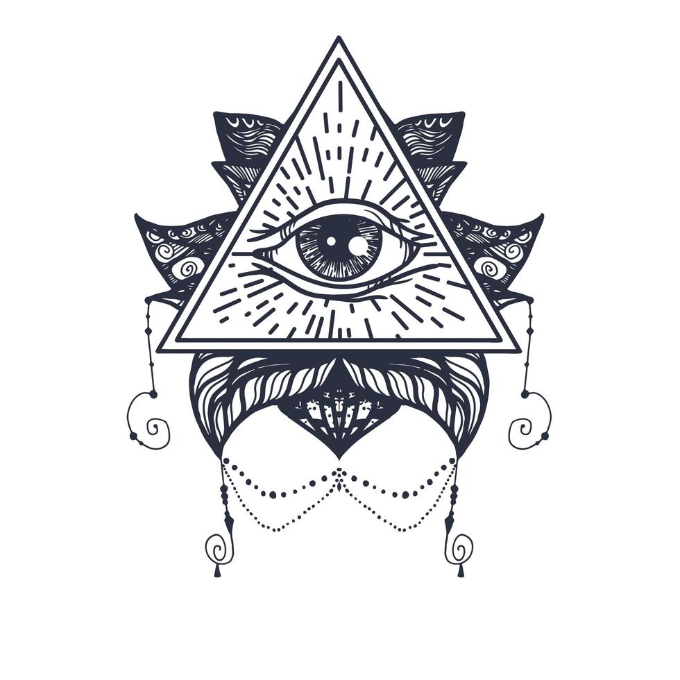 Eye on Lotus Tattoo vector