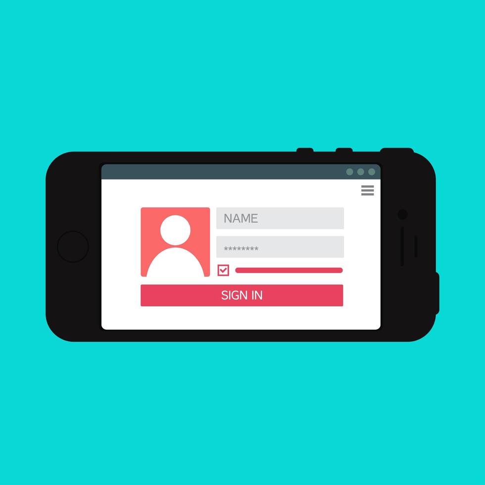 Web Template of Smartphone Login Form vector