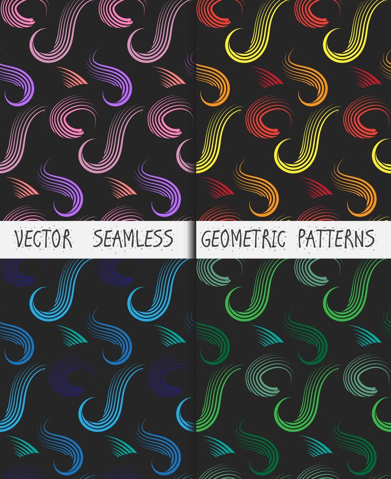 Abstract colorful geometric seamless patterns set vector