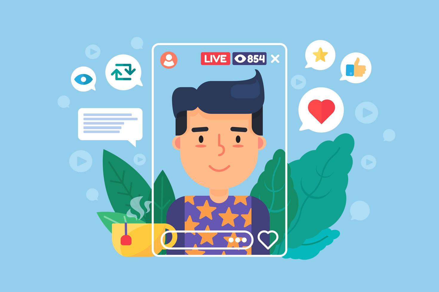 European vlogger flat color vector character