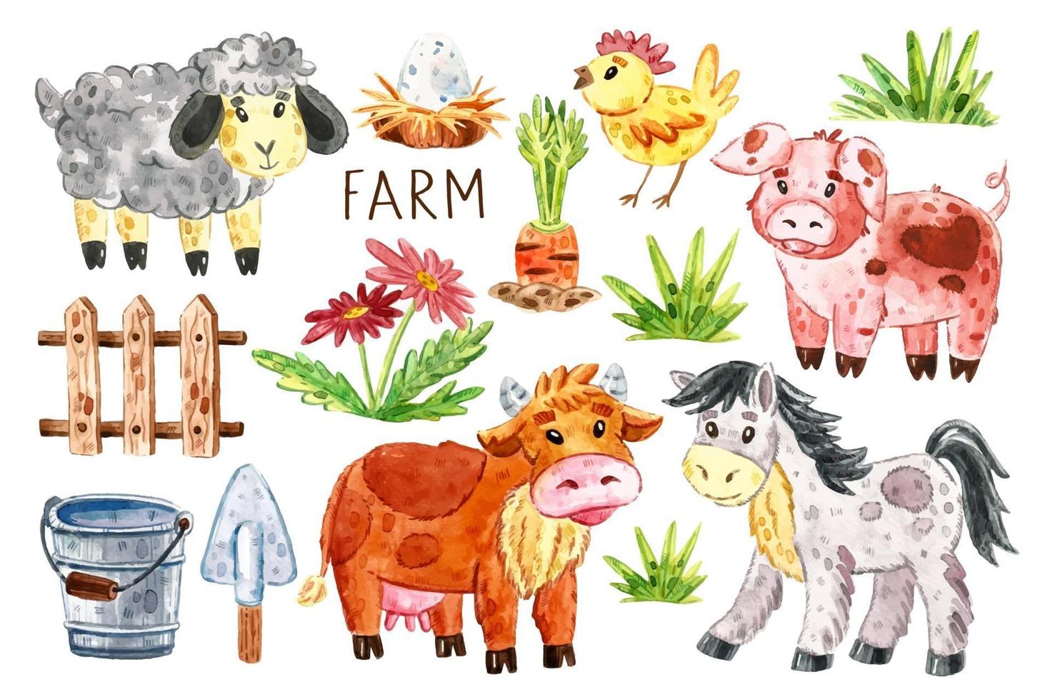 Farm animals set vector